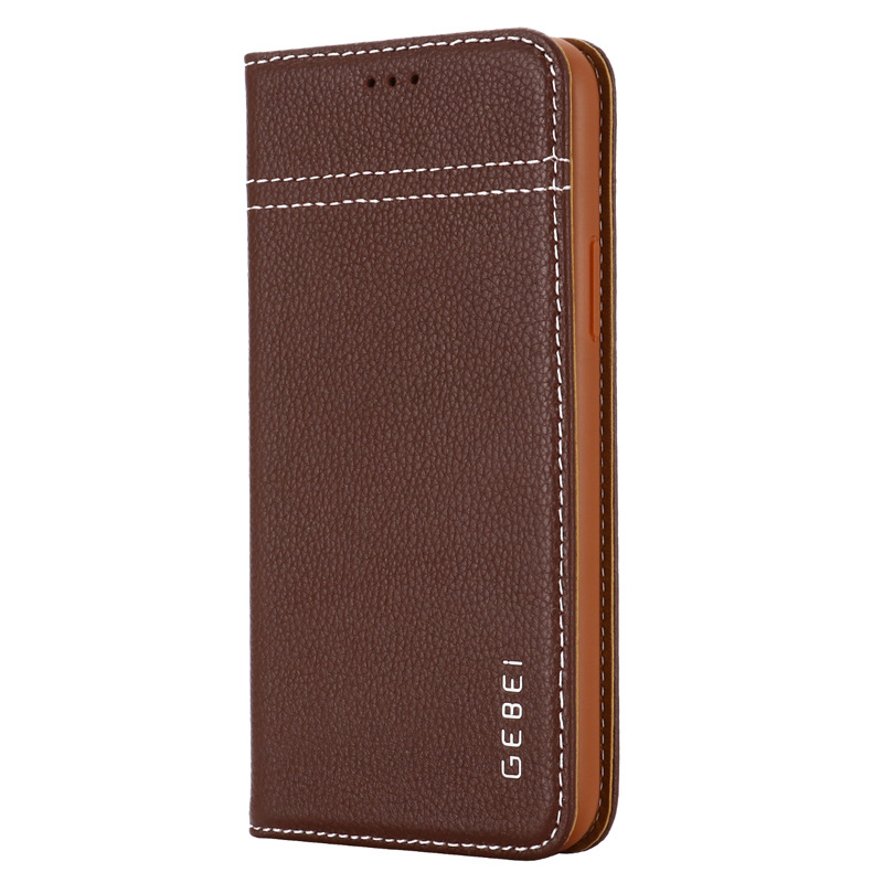 Genuine Leather Card Slot Wallet Phone Case with Flip Cover and Stand